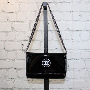 Chanel patent leather wallet on chain